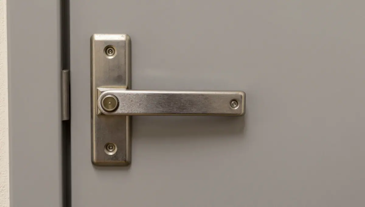 Schlichter Türdrücker auf Langschild an einer hellen Tür